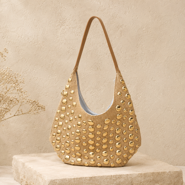 Bolso Hobo Arena con Tachas Doradas