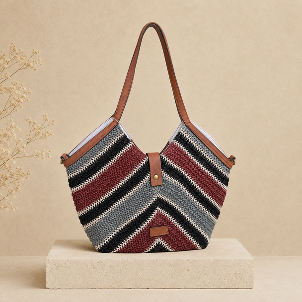 Bolso Tote Chevron Burdeos