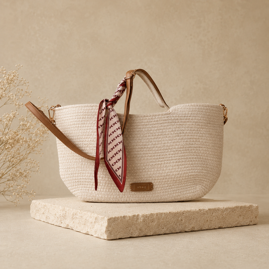 Bolso Media Luna Beige con Pañuelo