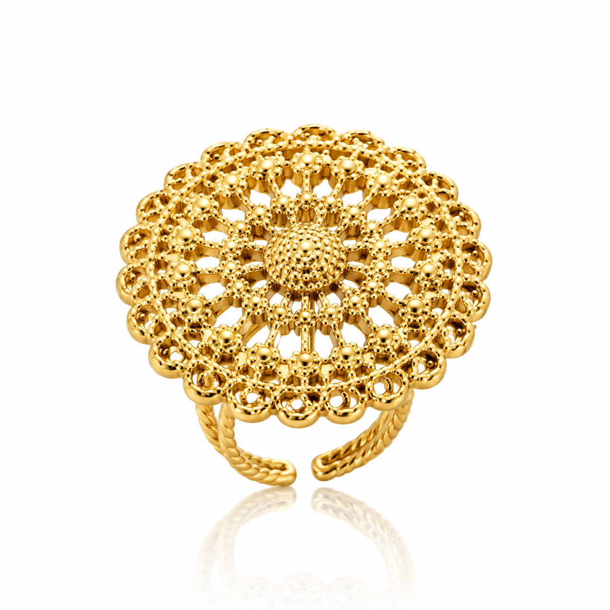 Anillo Floral Boho de Acero Inoxidable Ajustable | Dorado y Plateado