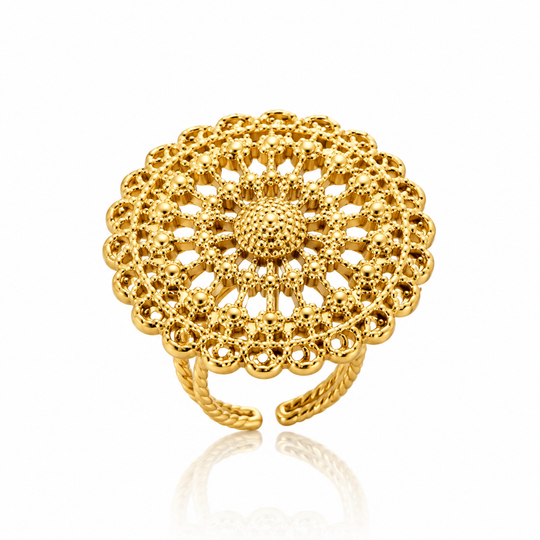 Anillo Floral Boho de Acero Inoxidable Ajustable | Dorado y Plateado