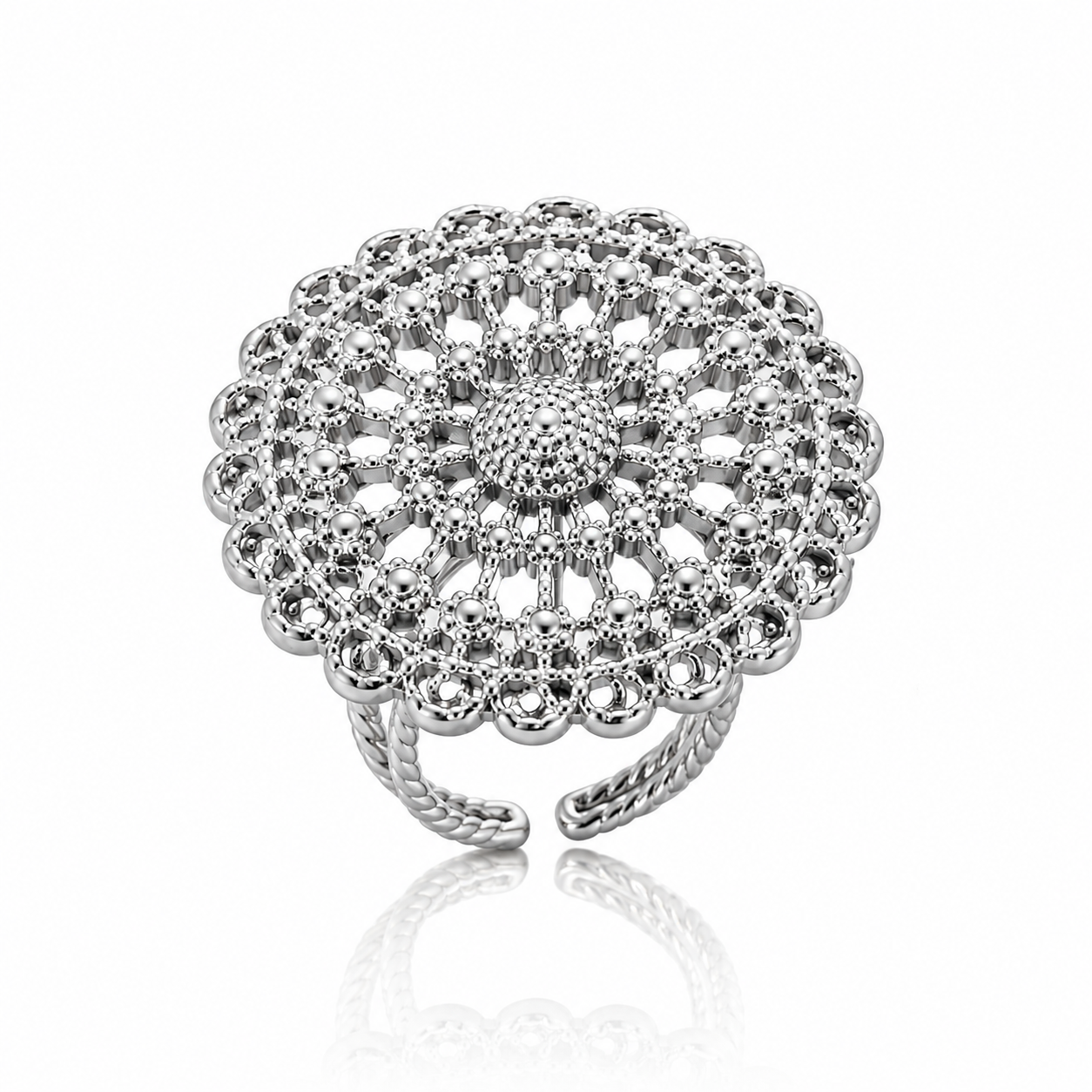 Anillo Floral Boho de Acero Inoxidable Ajustable | Dorado y Plateado