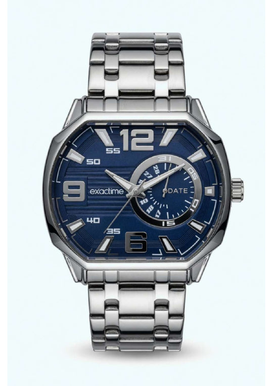Reloj Exactime Sport Plateado - Esfera Azul
