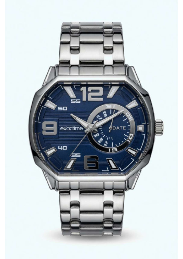 Reloj Exactime Sport Plateado - Esfera Azul
