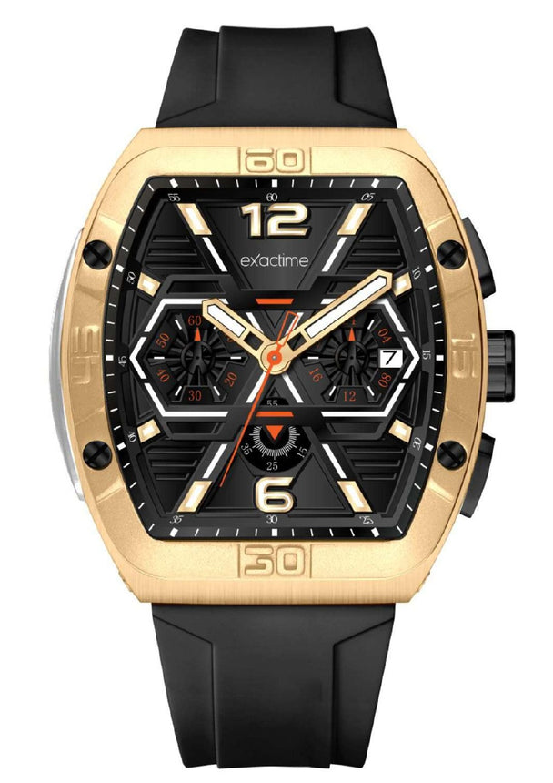 Reloj Exactime Tonneau Dorado - Correa Negra