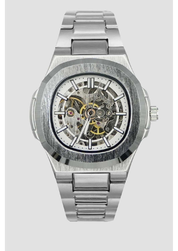 Reloj Exactime Skeleton Plateado
