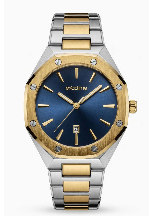 Reloj Exactime Octagonal Bicolor - Esfera Azul