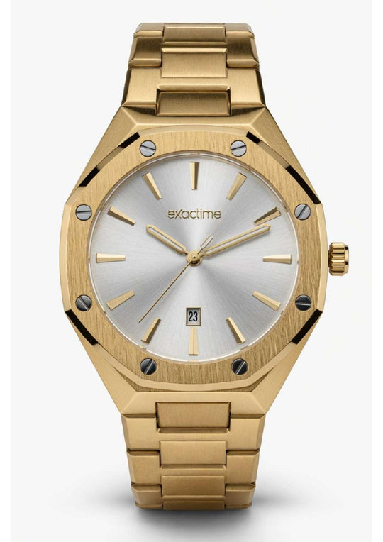 Reloj Exactime Octagonal Dorado - Esfera Blanca