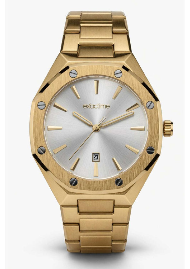 Reloj Exactime Octagonal Dorado - Esfera Blanca
