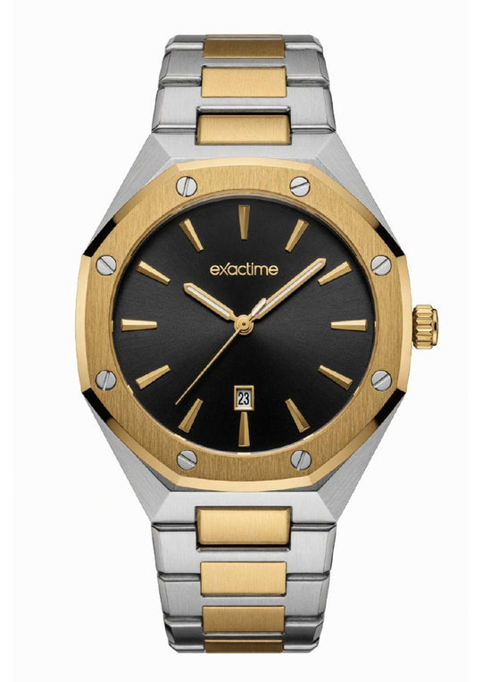 Reloj Exactime Octagonal Bicolor - Esfera Negra