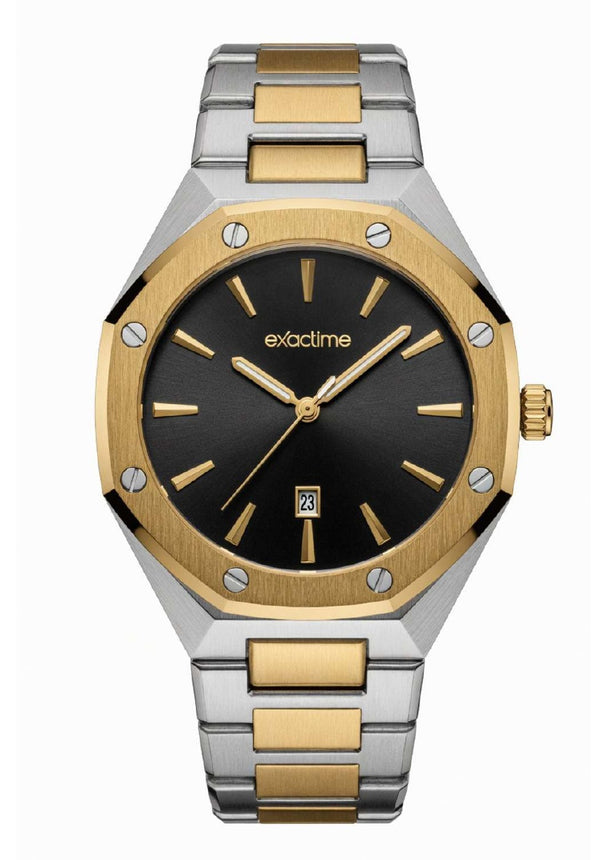 Reloj Exactime Octagonal Bicolor - Esfera Negra