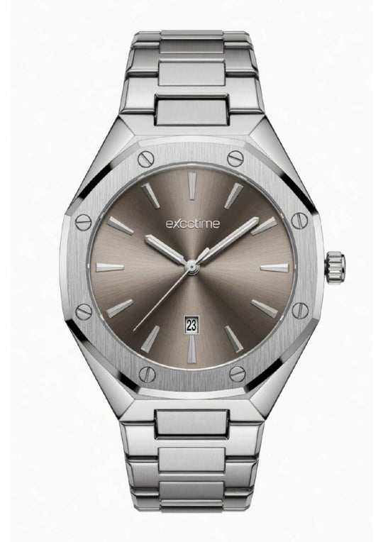 Reloj Exactime Octagonal Plateado - Esfera Gris