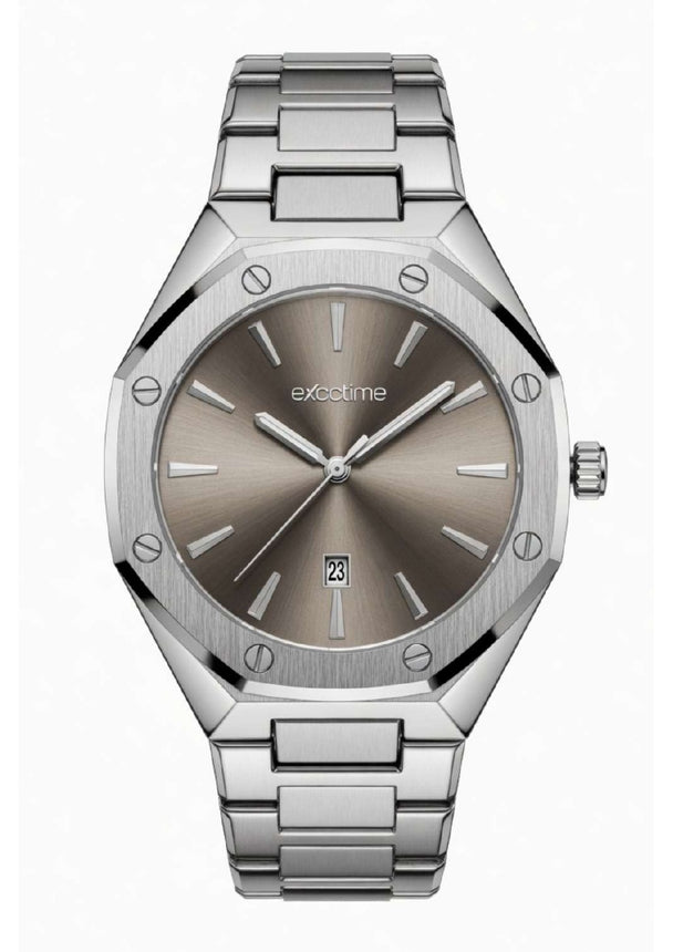 Reloj Exactime Octagonal Plateado - Esfera Gris