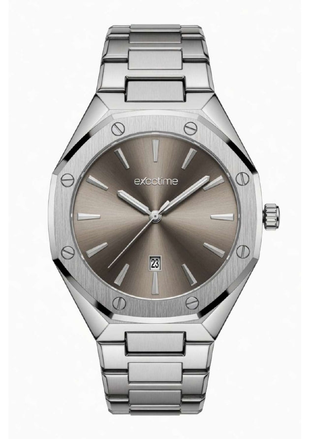 Reloj Exactime Octagonal Plateado - Esfera Gris