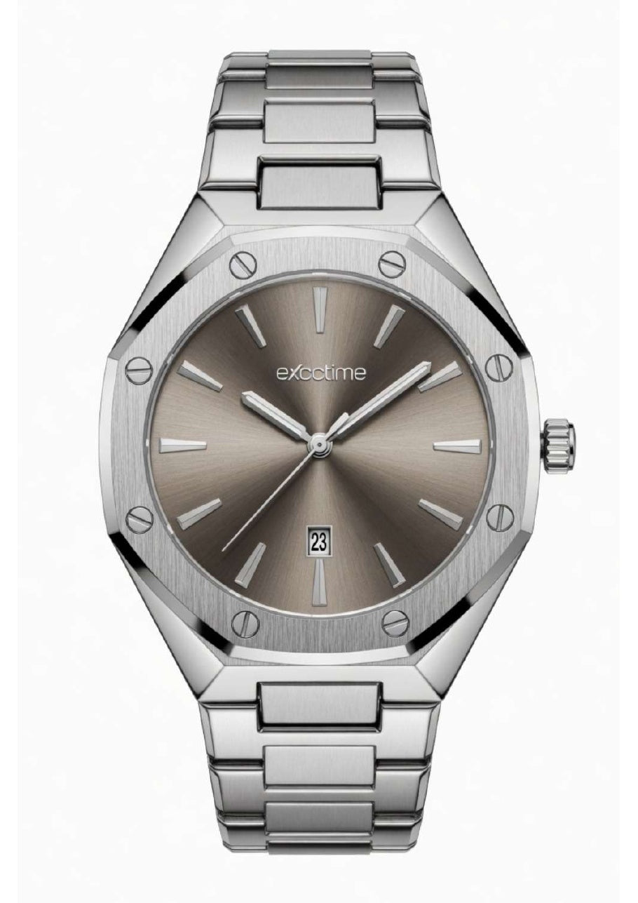 Reloj Exactime Octagonal Plateado - Esfera Gris