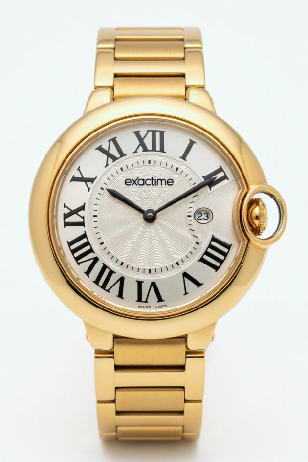 Reloj Exactime Dorado Redondo - Esfera Blanca