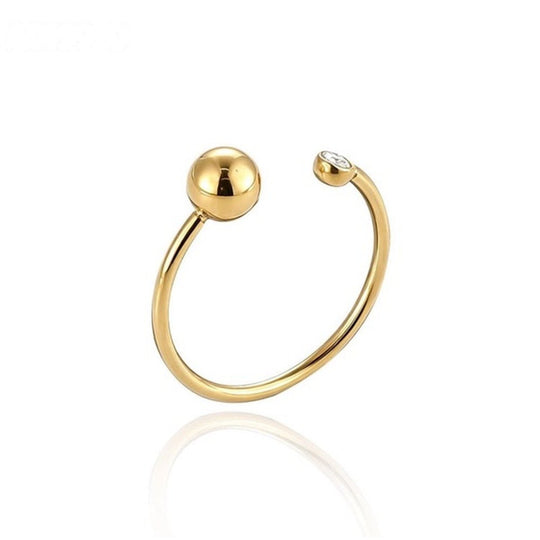 Anillo abierto con bola y circonita de acero inoxidable dorado - Keoki Shop