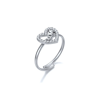 Anillo corazón LOVE con circonitas plateado - Keoki Shop