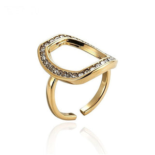 Anillo abierto geométrico con circonitas dorado - Keoki Shop