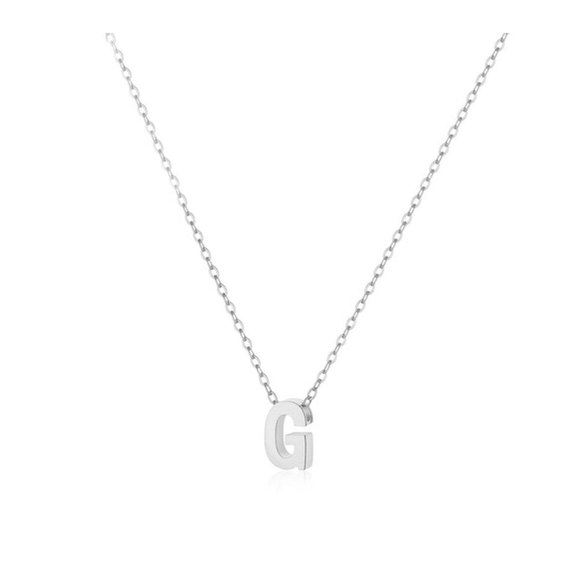 Collar inicial minimalista de acero inoxidable plateado - Keoki Shop