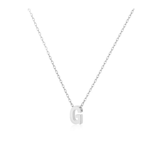 Collar inicial minimalista de acero inoxidable plateado - Keoki Shop