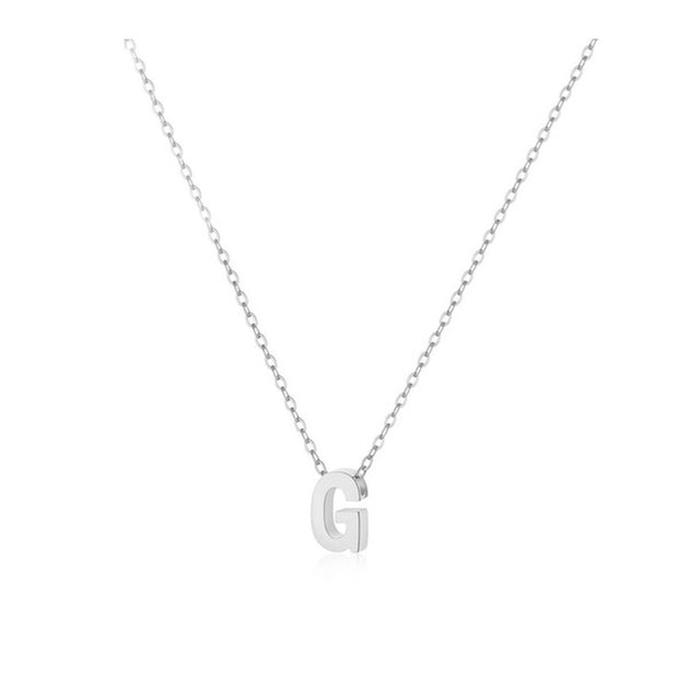 Collar inicial minimalista de acero inoxidable plateado - Keoki Shop
