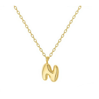 Collar letra burbuja de acero inoxidable dorado - Keoki Shop