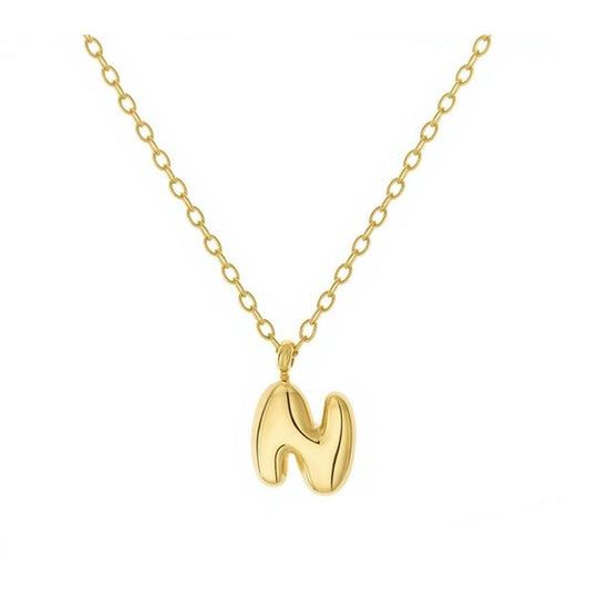 Collar letra burbuja de acero inoxidable dorado - Keoki Shop