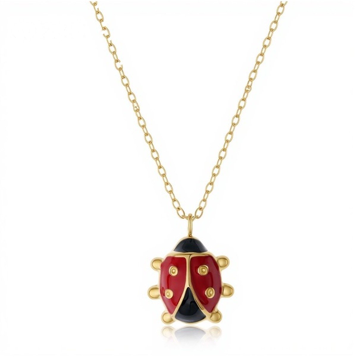 Collar con colgante de mariquita esmaltada chapado en oro - Keoki Shop