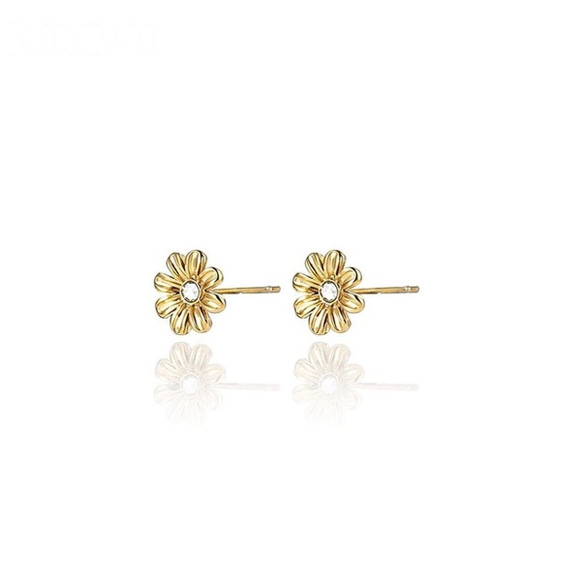 Pendientes flor con circonita chapados en oro - Keoki Shop