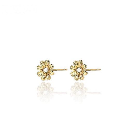 Pendientes flor con circonita chapados en oro - Keoki Shop