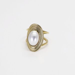 Anillo acero con perla